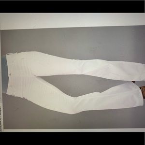 White denim flare pants